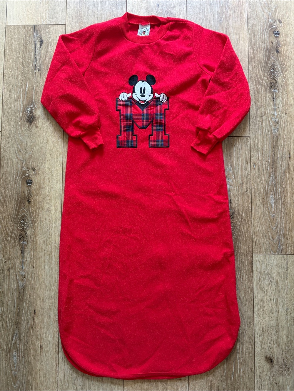 Vintage Disney Mickey & Co Red Flannel Nightgown Girls Size 8